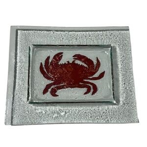 Charlton Glassworks Copper And Glass Crab Sea Life Tray/Platter Artist Signed